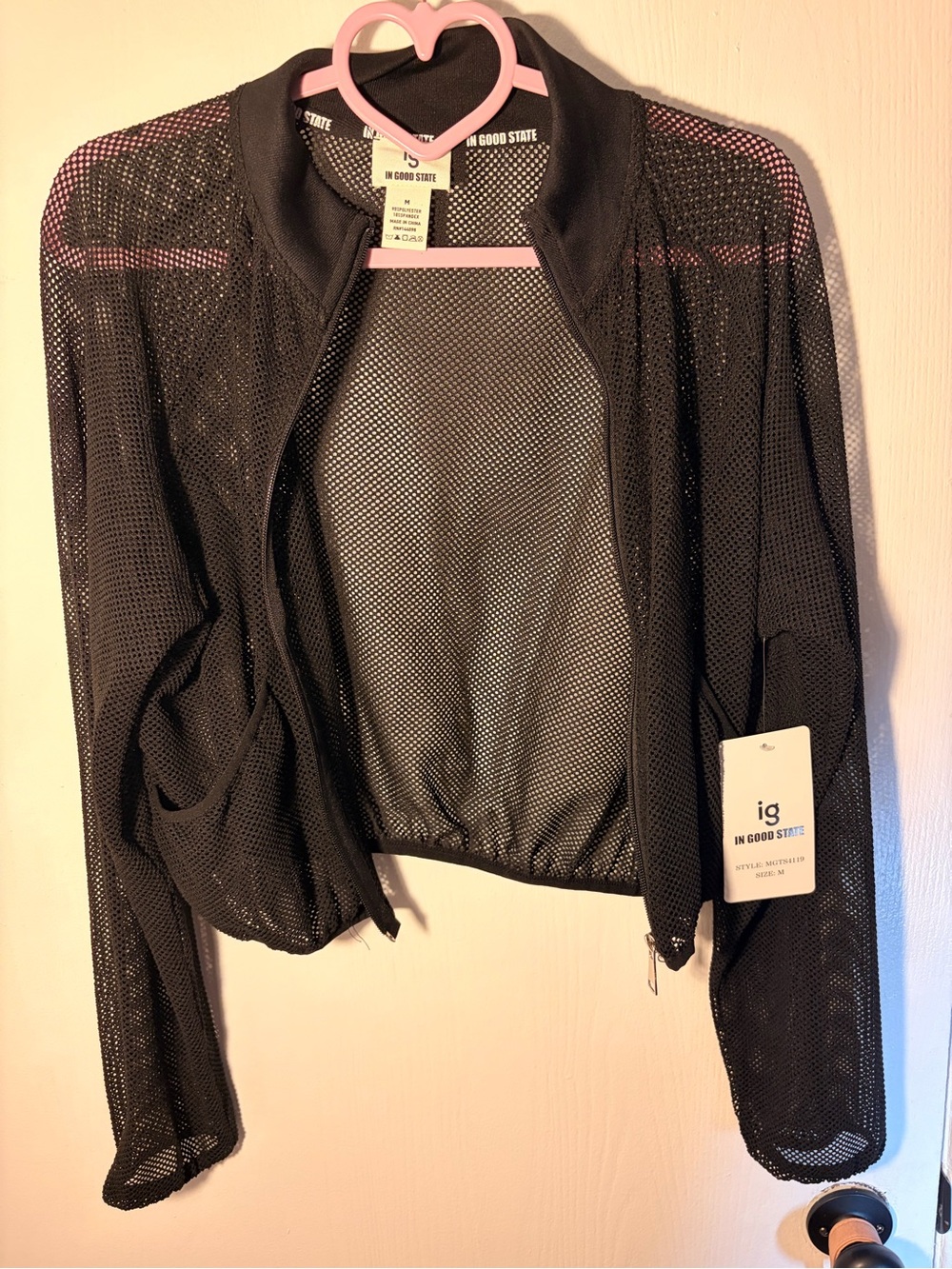 In Good State Black Mesh Bomber Jacket